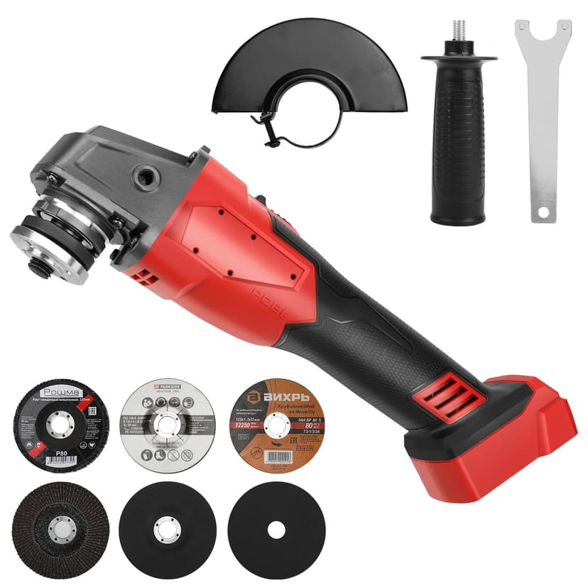Roadtime Cordless Angle Grinder for Milwaukee 18V Battery, 125mm 12000RPM Brushless Grinding Tool with M14 to 5/8"-11 Core Shaft, for Cutting Grinding Polishing (No Battery) - 1