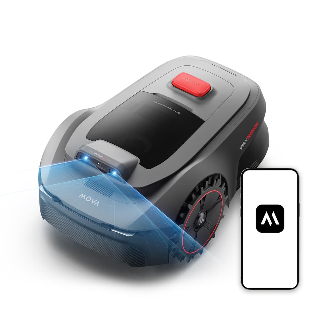 MOVA ViAX Robotic Lawnmower—Wireless Limiting, AI-Assisted Maps with UltraEyes 1.0, U-Shaped Paths, Dual Vision Obstacle Avoidance, Improved Edge Banding, Complex Lawns, Smart App Management