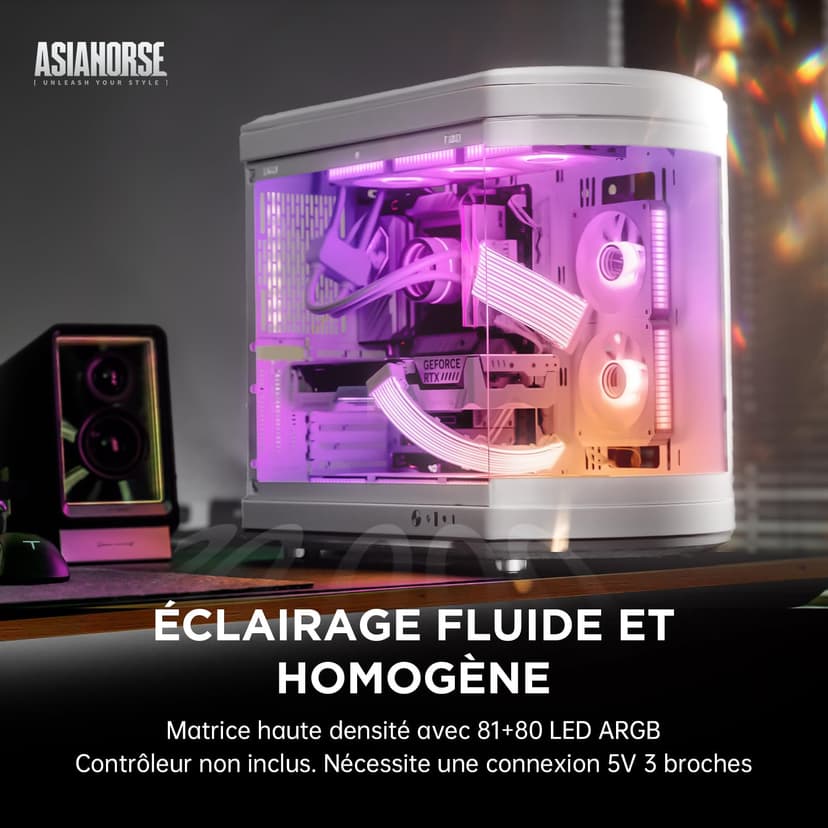 AsiaHorse Aurora-CO Gaines de Câble ARGB [Gaine Seulement - Pas DE CÂBLE NI CONTRÔLEUR], Kit Gaine ARGB Souple pour Câbles d'alimentation Existants 24-Pin / 2 * 8-Pin / 12+4-Pin, Sync 5V 3-Pin - 2