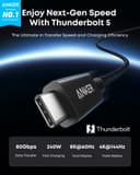 Anker Prime Thunderbolt 5 Cable, 3.3 FT USB C to USB-C Cable, 240W Charging, 80Gbps Data Transfer, 8K/4K Displays, for MacBook Pro, iPhone 17/16/15, iPad Pro,and More - 2