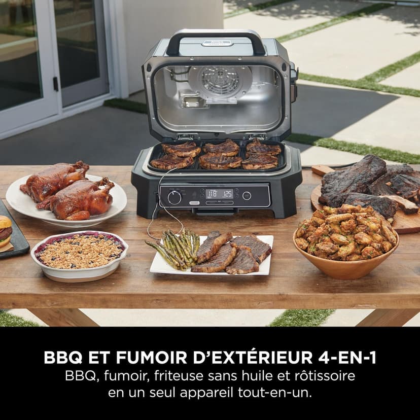 NINJA Woodfire Barbecue électrique et fumoir Pro XL avec thermomètre, barbecue et Air fryer & Woodfire Housse pour barbecue XL, Housse Anti-décoloration, résistante aux intempéries - 3