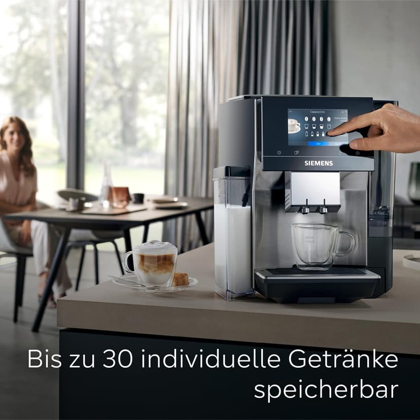 Siemens Fully Automatic Coffee Machine EQ700 Integral, Large Coloured TFT Display, 36 Hot and Cold Drinks, Cold Brew, 2-Cup Function, App Control, Automatic Cleaning System, Stainless Steel, Black - 9