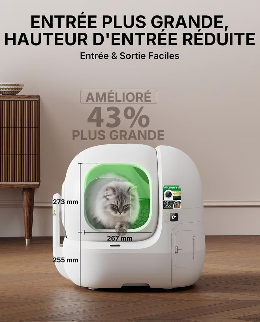 PETKIT PUROBOT MAX PRO 2 Litiere Chat Autonettoyante, Bac Litière Autonettoyante Nouvelle Amélioré avec Caméra, Entrée plus Grande,Wi-FI 2,4GHz&5GHz,Nettoyage et Suivi de Santé AI,pour Plusieurs Chats - 2