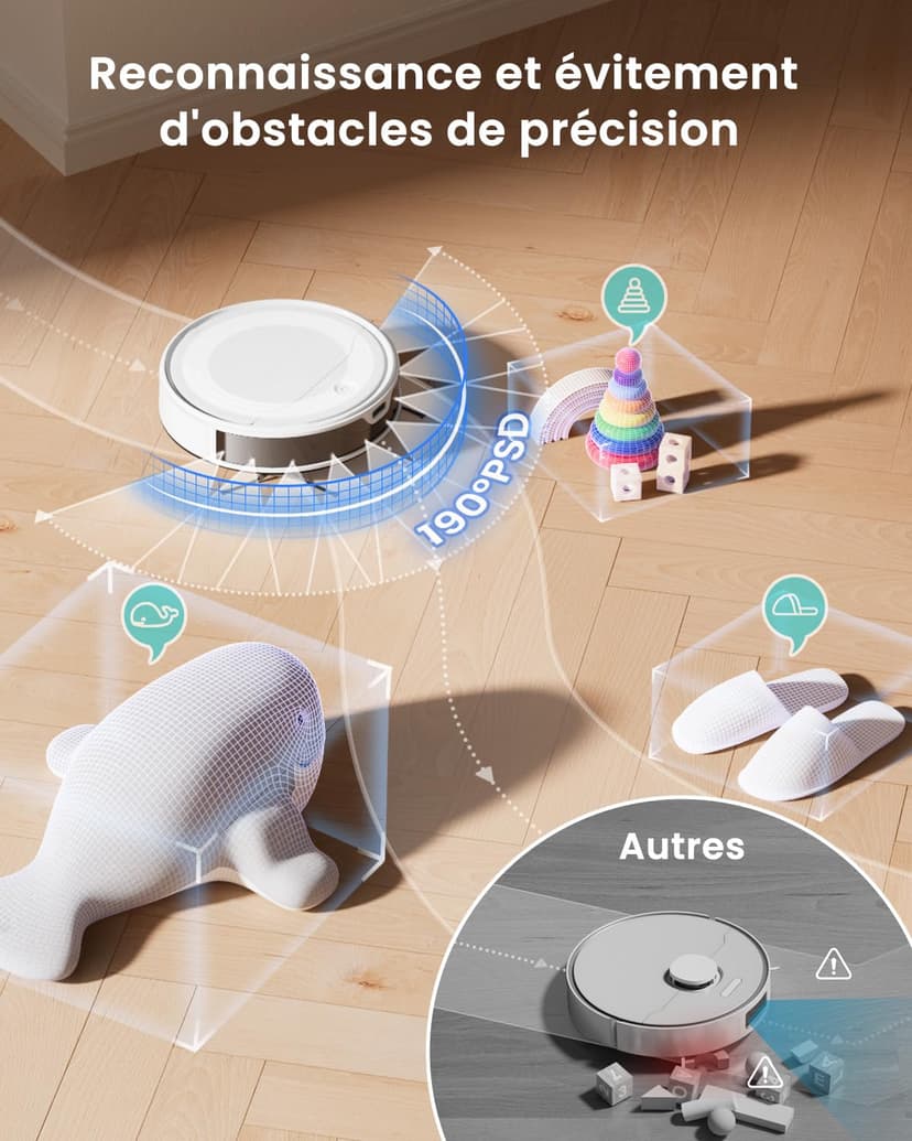 Lefant Aspirateur Robot 6000Pa, Navigation Laser dToF, Évitement Précis des Obstacles, Contrôle par App/Alexa, Anti-Enchevêtrement Idéal pour Poils d'animaux, Cheveux et Sols Durs, M310 Ultra - 2