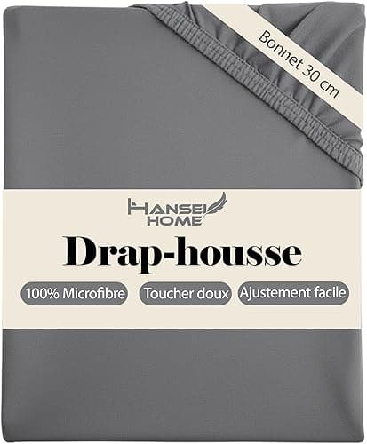 H HANSEL HOME Fitted Sheet, Breathable and Soft Microfibre, Height 30 cm, 360° Elastic – Fitted Sheet 150 x 190/200 cm – Dark Grey