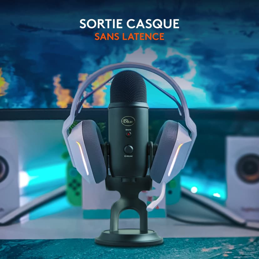 Logitech for Creators Blue Yeti Microphone USB pour Enregistrer, Streaming, Gaming, Podcast sur PC & Mac, Micro condensateur pour ordinateur portable et PC avec Effets Blue VO!CE, Plug and Play - Noir - 6