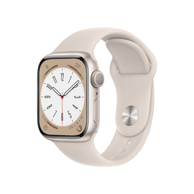 Apple Watch Series 8 (GPS, 41MM) Boîtier en Aluminium lumière stellaire avec Bracelet Sport lumière stellaire, Regular(Reconditionné) - 1
