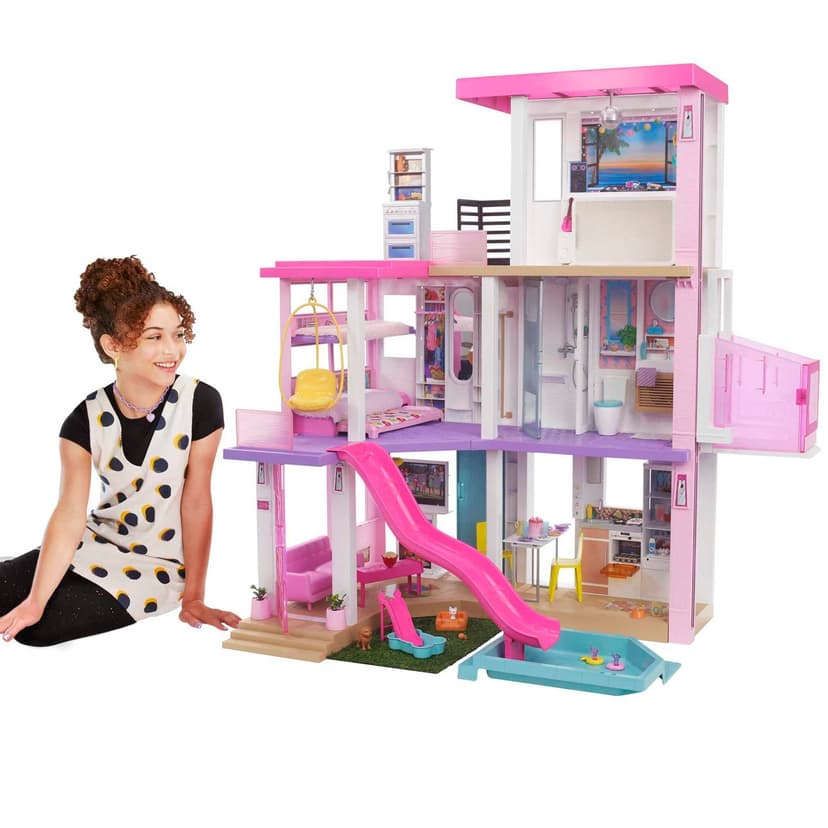 Barbie DreamHouse Dollhouse with 75+ Accessories and Wheelchair Accessible Elevator, 10 Play Areas, 3 Custom Light Settings & Music, GRG93 - 1