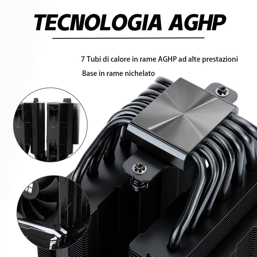 TR Phantom Spirit 120 SE Black CPU Cooler with 7 Heatpipes, Two 120 mm PWM Fans, AGHP 4.0, for AM4/AM5 - 3
