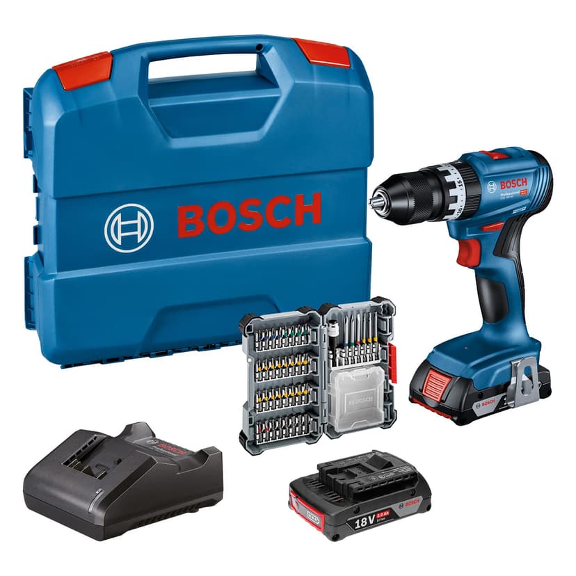 Bosch Professional GSB 18V-45 18V System Cordless Hammer Drill (Speed 1,900 min-¹, Includes 2X 2.0Ah Battery, GAL 18V-20, L-BOXX) - 1
