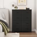Somdot Tall Chest of Drawers for Bedroom with 8 Drawers, Wide Storage Organiser Fabric Dresser for Closet Nursery Bedside Living Room Laundry Entryway Hallway, Black - 2