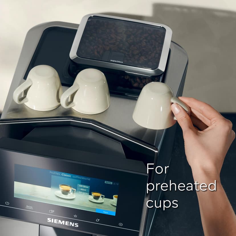 Siemens EQ900 plus fully automatic coffee machine, cartridge 1 x cleaning/descaling, HomeConnect, electric grinding setting, baristaMode, milk container 0.7 l, stainless steel - 9