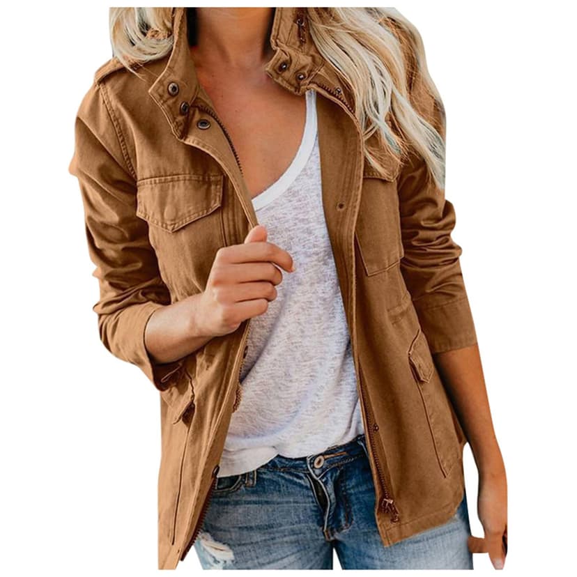 Women's Mid-Season Spring Military Coat Cotton Khaki Jack… - 1