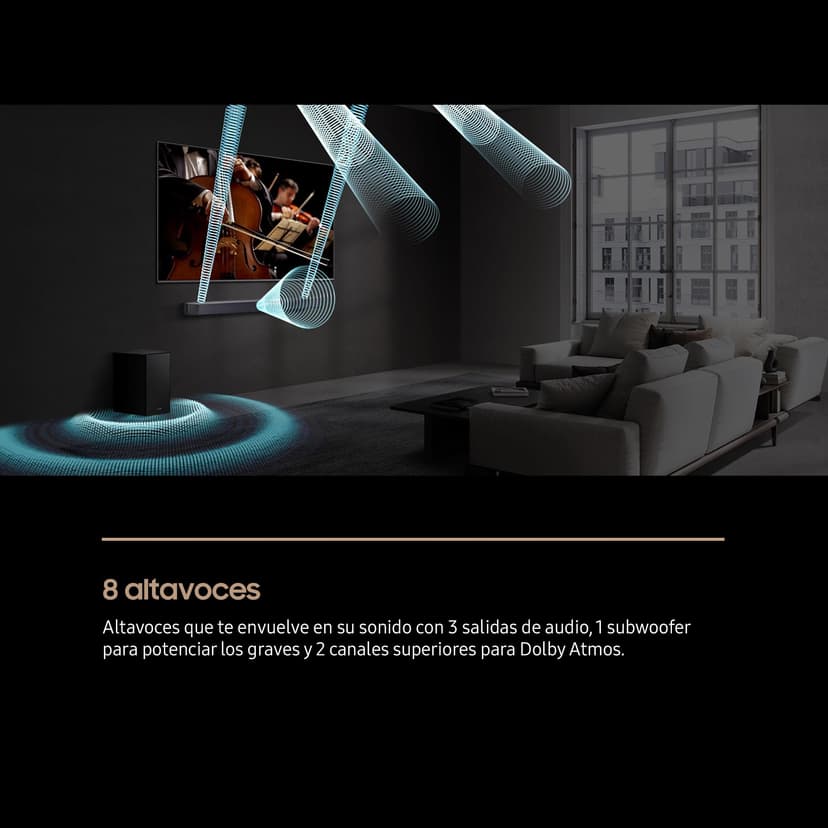 SAMSUNG Sound Bar HW-Q600F/ZF - Dolby Atmos/DTS:X, Q-Symphony Gen II, 3.1.2 Channel, Smart Sound and Pro Game Mode - 3