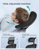 SONGMICS Office Chair, Ergonomic Mesh Chair for Desk, with Double-Layer Breathable Mesh Fabric, Dynamic Lumbar Support, Adjustable Headrest, for Home Office, Ink Black OBN041B01 - 7