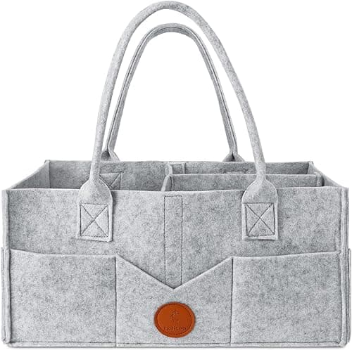Maliton Nappy Caddy, Newborn Essentials for Diaper Caddy, Sturdy Portable Washable Baby Caddy with Detachable Compartments. Baby Shower Gifts for Mum, Nappy Organiser for Indoor Outdoor, Grey