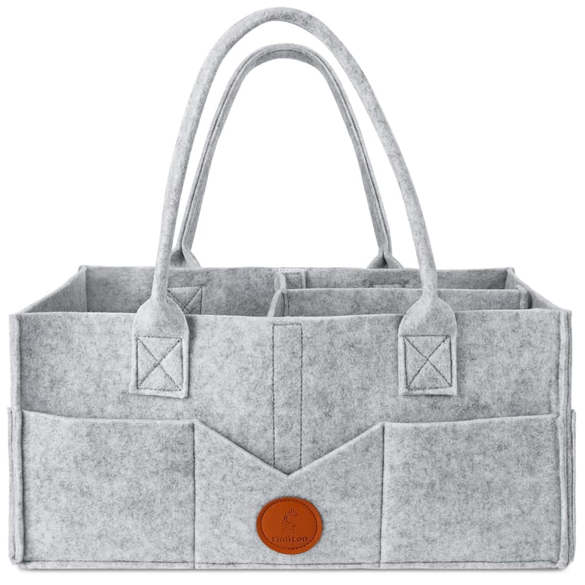 Maliton Nappy Caddy, Newborn Essentials for Diaper Caddy, Sturdy Portable Washable Baby Caddy with Detachable Compartments. Baby Shower Gifts for Mum, Nappy Organiser for Indoor Outdoor, Grey - 1