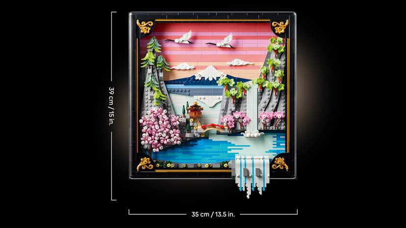 LEGO Art Japanese Cherry Blossom Landscape - DIY Miniature Model Kit for Adults - 3D Wall Art in Shadow Box Frame w/Mount Fuji, Sakura & Textured Waterfall - Gift Idea - 31218 - 9