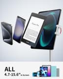 SAIJI Tablet Stand Holder, Adjustable Phone Stand, 360 Degree Rotating, Aluminum Alloy Cradle Desktop Holder Dock for 4.7"-12.9" Screen Phone (Black) - 4