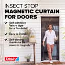tesa Insect Stop Magnetic Curtain - self-Closing - Insect Screen Curtain with Magnets for Balcony and Patio Doors - for Easy Installation Without Drilling - 2.1 m x 0.9 m - 3