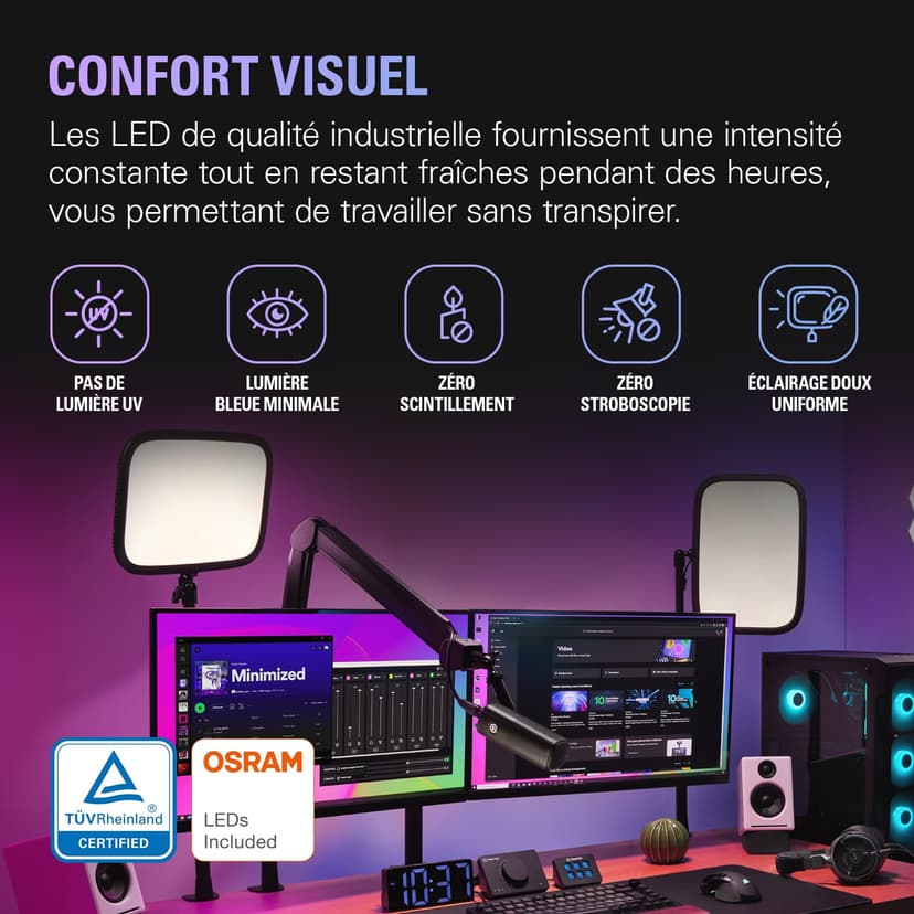 Elgato Key Light - Éclairage de studio pro 2 800 lumens avec pince pour bureau, pour streaming, enregistrement et visioconférence, avec température et luminosité réglables sur Mac, PC, iOS et Android - 4