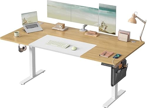 SONGMICS Bureau Électrique Réglable en Hauteur, 180 x 80 x (72-120) cm, Table Assis-Debout, Fonction Mémoire 4 Hauteurs, pour Bureau, Télétravail, Marron Rustique LSD138K01