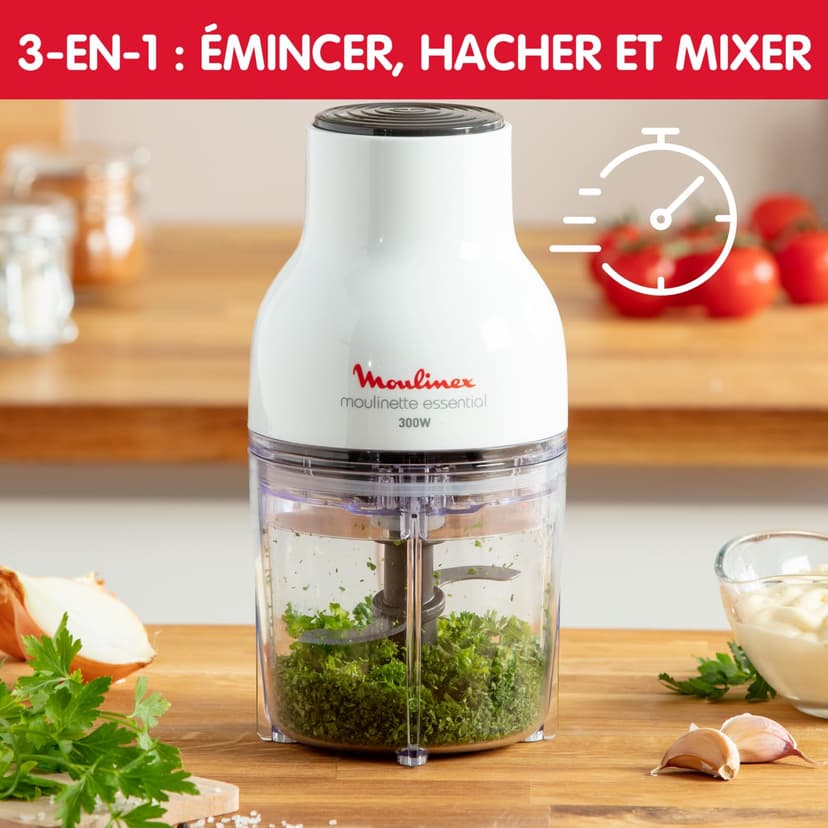 Moulinex Moulinette Essential DJ5201 3-in-1 Chopper, Mixing and Slicing, Pressure Lid System 300 W, Capacity 0.4 L - 3