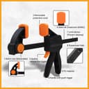 TOOLMAYS 2pcs 150 mm Clamps for Woodwork with Connector, Splicable to 620mm as Spreader, 100kg Max Load Wood Clamps Quick Grip, One-Handed Clamp, Ratchet Clamp for Long Woodworking Workpieces - 4