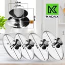 KADAX Lot de couvercles de casserole universels en verre avec poignée, résistants à la chaleur, différentes tailles, couvercle en verre pour casserole, poêle (20+24+26+28 cm, poignée argentée) K8380 - 2