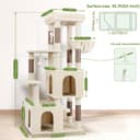 Globlazer Arbre à Chat Beige Grand avec 2 Grande Niches, Doux Plate-Forme, Griffoirs en Sisal, Arbre a Chat Stable Haut 156 cm avec Grandes Bases Tronc épais pour Gros Chats Chatons (F61, Beige) - 7