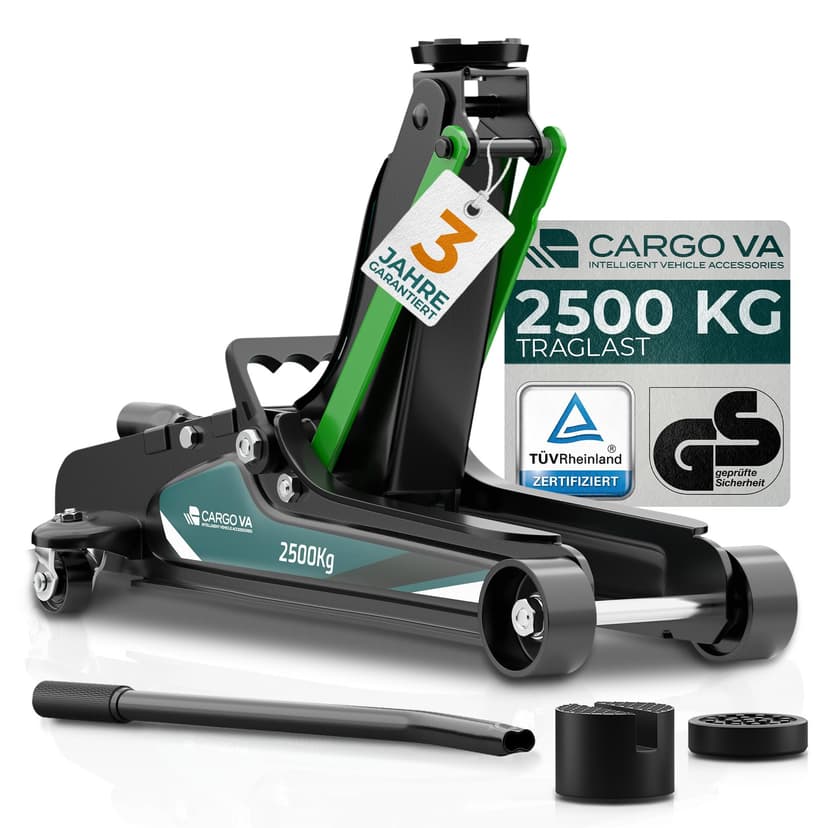 CargoVA® Cric hydraulique 2,5 T avec 2 Supports en Caoutchouc - Cric de Manœuvre, Chandelle de Levage, Crics de Levage Parfait pour l'atelier de Bricolage - 1