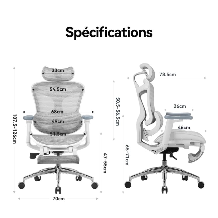 SIHOO Doro C300 Chaise de Bureau Ergonomique, avec Soutien Lombaire Dynamique, accoudoirs 3D et Dossier réglable, Repose-Pieds pour Un Confort accru, Expédiée en 2 Colis. Grigio(150 kg) - 9