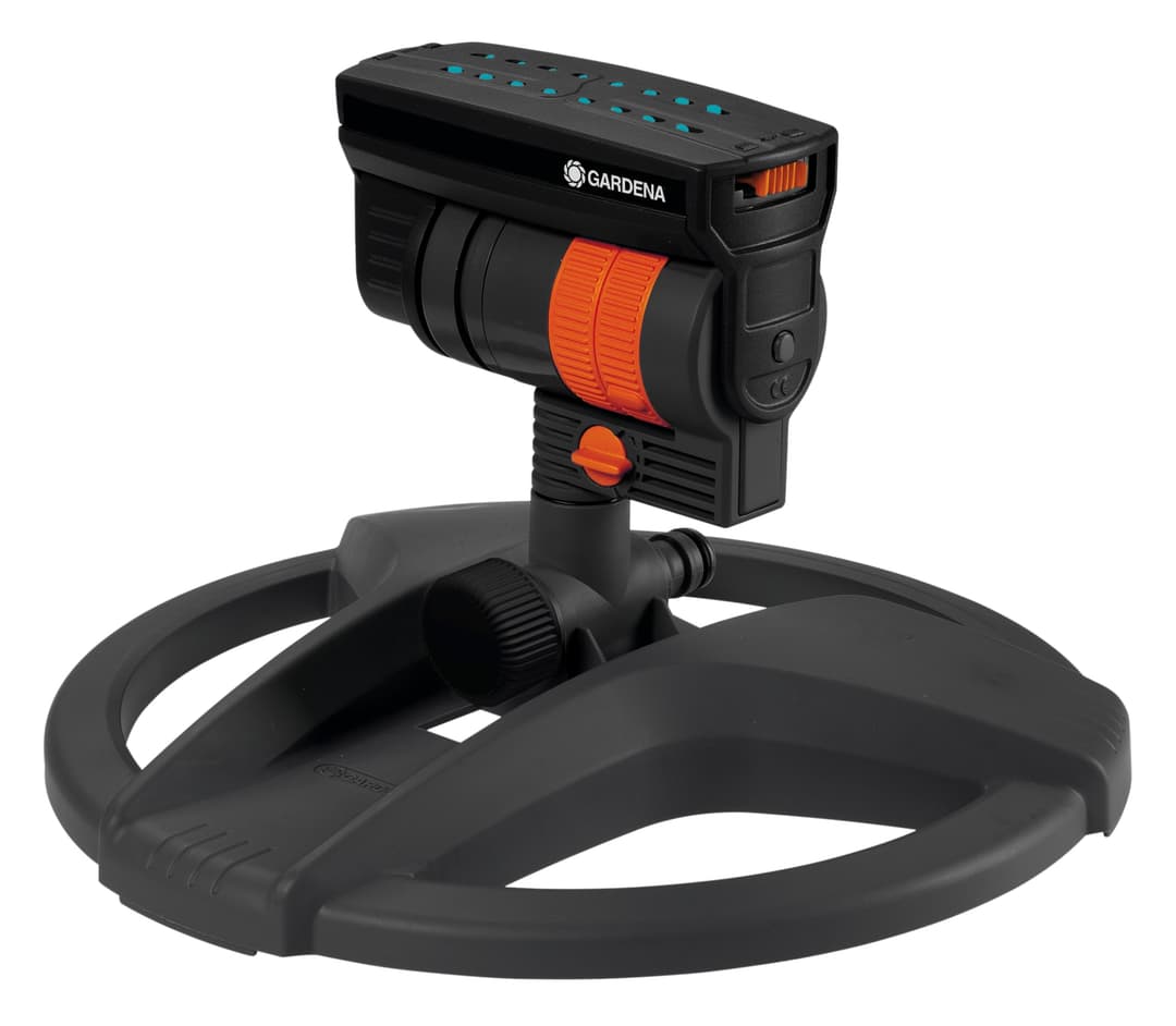 Gardena AquaZoom compact rectangular sprinkler: Sprinkler for watering areas of 9–216 m², range 3–18 m, spread 3–12 m, built-in filter (18708-20)