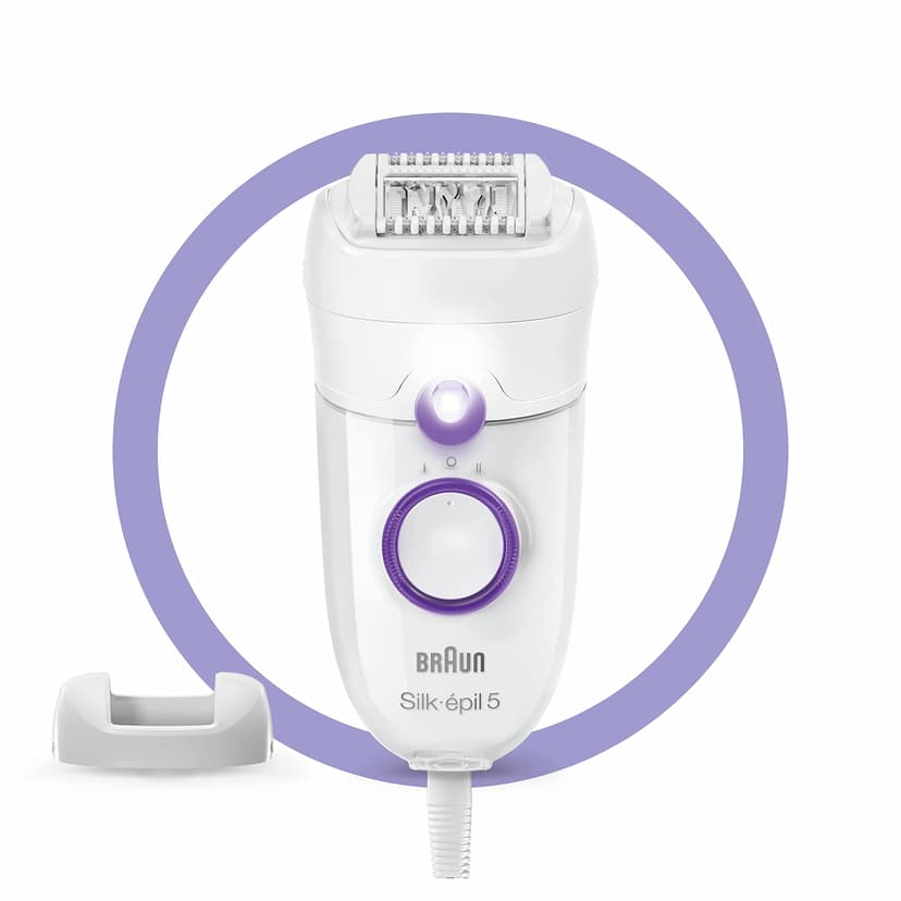Braun Silk-épil 5 Women's Electric Epilator for Difficult Contours with Speed Setting, Comfortable Epilation, Gift Idea, 5-505 White and Purple - 1