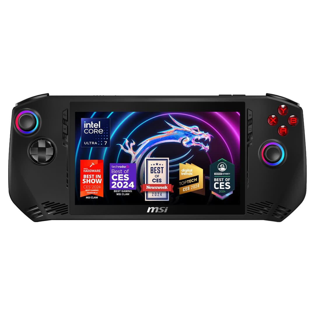 MSI Claw Ordinateur de jeu portable : Intel Ultra 7-155H, écran 7" FHD 120 Hz, 16 Go LPDDR5, SSD NVMe 512 To, lecteur de carte MicroSD, Thunderbolt 4, Win 11 Home: Noir A1M-051US