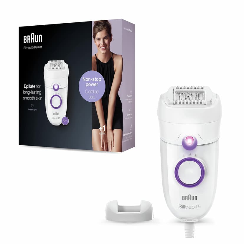 Braun Silk-épil 5 Women's Electric Epilator for Difficult Contours with Speed Setting, Comfortable Epilation, Gift Idea, 5-505 White and Purple - 6