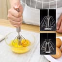 Handheld Mixer, Stainless Steel Semi-Automatic Whisk, Rotating Semi-Automatic Egg Beater, Hand Push Mixer Stirrer Tool for Cooking Kitchen Home Egg Milk (3 Pack) - 5