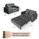 Xbro 2-Seater Sofa Bed, Extendable Sleeper Couch with Pull-Out Function, Modern Velour Fabric for Living Room, Guest Room or Office - 3