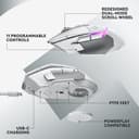 Logitech G G502 X Plus Lightspeed Wireless RGB Gaming Mouse - Optical mouse with Lightforce hybrid switches, Lightsync Rgb, HERO 25K gaming sensor, compatible with PC - macOS/Windows - White - 7