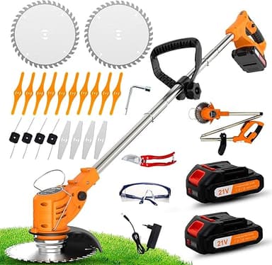 OUTIGO Cordless Brushcutter with Battery, 3 Types of Blad…
