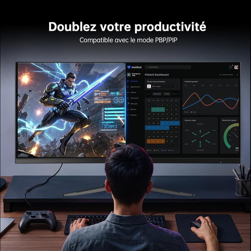 KTC 24 Inch Curved Monitor, FHD 1080P@180Hz Gaming Monior with 1500R VA Panel, 1ms MPRT, Adaptive Sync, HDR10, 110% sRGB, VESA, HDMI 2.0 / DP 1.4 Compatible with Desktop, Laptop, PS5, Xbox and More - 8