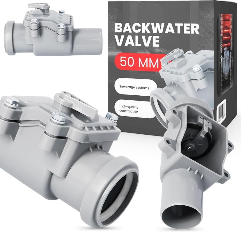 Backflow Valve Backflow Closure 50 mm Backflow Lock with Lockable Backflow Valve Rat Protection for Waste Water Pipe Drain Waste Water Lockable Frog Flap - 1