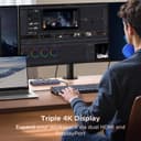 UGREEN Laptop Docking Station Triple Display (2x HDMI +DP), 12-in-1, 100W PD, 2×10Gbps USB-C, 2x USB-A, 170MB/s SD/TF, Ethernet, Audio, 4K@120Hz Max DisplayPort, 40cm Cable, Aluminum Dock for Dell, HP - 3