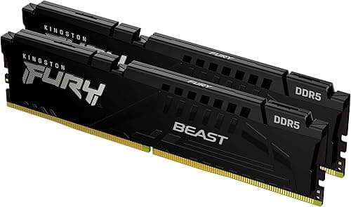 Kingston FURY Beast Noir DDR5 32Go (2x16Go) 6000MT/s CL30 DIMM Mémoire pour PC de Gamer Kit de 2 AMD EXPO et Intel XMP - KF560C30BBEK2-32