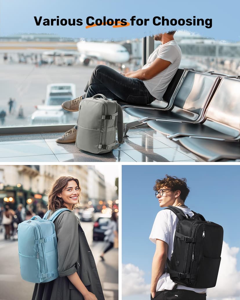 Samfolk Cabin Bags for Ryanair 40x20x25 Underseat Travel Bag 12 Pockets Hand Luggage Bag Cabin Bag with Separate Shoe Pocket for Women & Men Carry on Bag with Anti-theft Pockets (Blue, 40x20x25) - 7