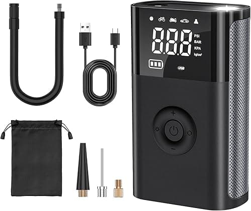 CaRSun Compresseur à Air Portatif,150PSI Gonfleur Pneus Voiture,Compresseur à Air avec Manomètre,Mini Compresseur Convient Aux Voitures, Motos, Vélos, Anneau de Natation, Etc.