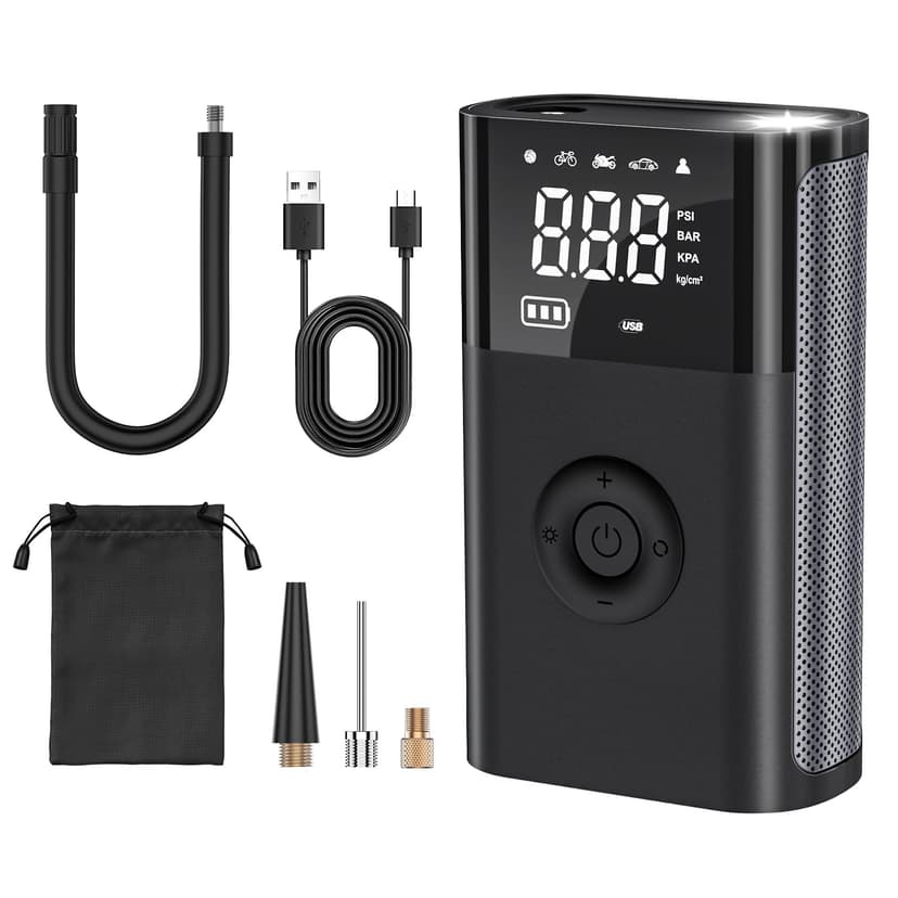 CaRSun Compresseur à Air Portatif,150PSI Gonfleur Pneus Voiture,Compresseur à Air avec Manomètre,Mini Compresseur Convient Aux Voitures, Motos, Vélos, Anneau de Natation, Etc. - 1