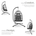 tectake® Luxurious Egg Chair with Stand, Thick Cushions, Polyrattan Weave, Rotatable & Height-Adjustable, Steel Frame, Incl. Protective Cover - Ideal Hammock Chair for Garden, Patio & Balcony - Grey - 3