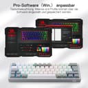Redragon K617 Fizz 60% German QWERTZ Layout Gaming Keyboard, RGB Wired Gaming Keyboard, 62 Keys, Hot Swap Red Switches, Programmable Buttons, Removable USB Type C Cable - Grey & White - 6