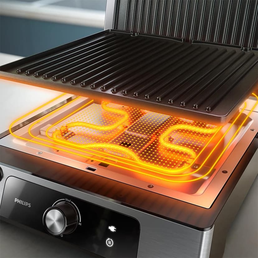 Philips Contact Grill - Adjustable Temperature Large Cooking Surface and High Power - Removable Non-Stick Plates and Grease Catcher (HD6301/90) - 4